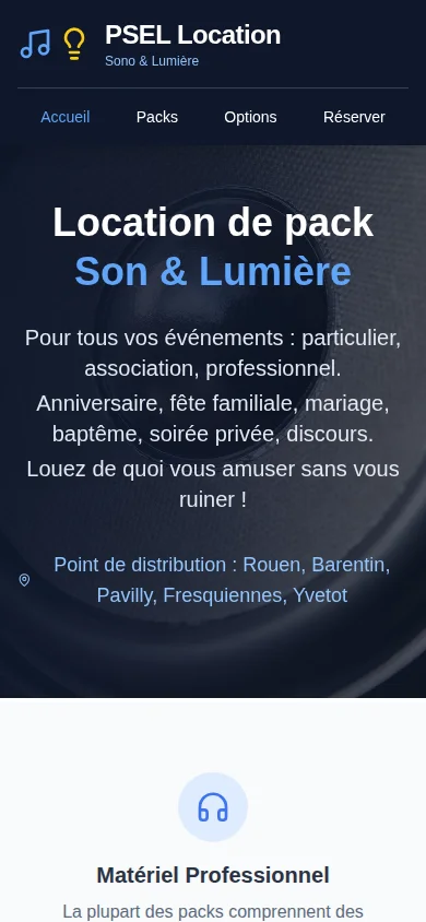 Le vrai site PSEL Location affiché sur un téléphone
